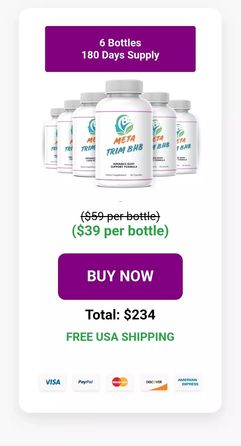 MetaTrim BHB™ 6 bottles pricing